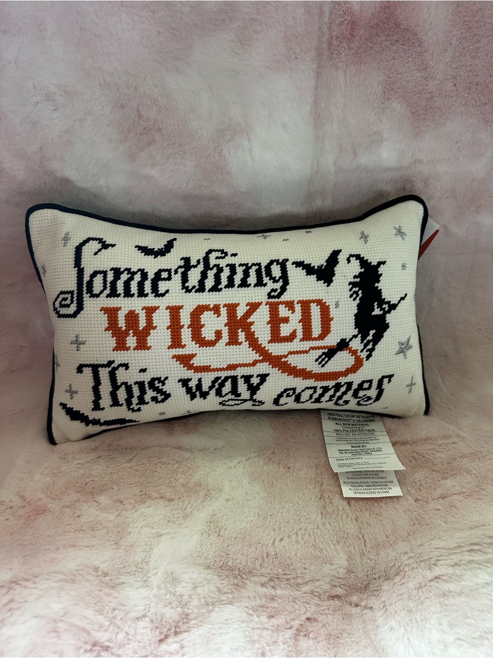 Something Wicked This Way Comes - Halloween Needlepoint Decorative Pillow NWT